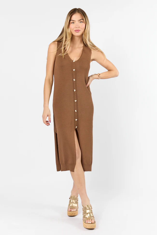 Endless Coastline Chocolate Knit Sweater Dress FINAL SALE - Aiturbor