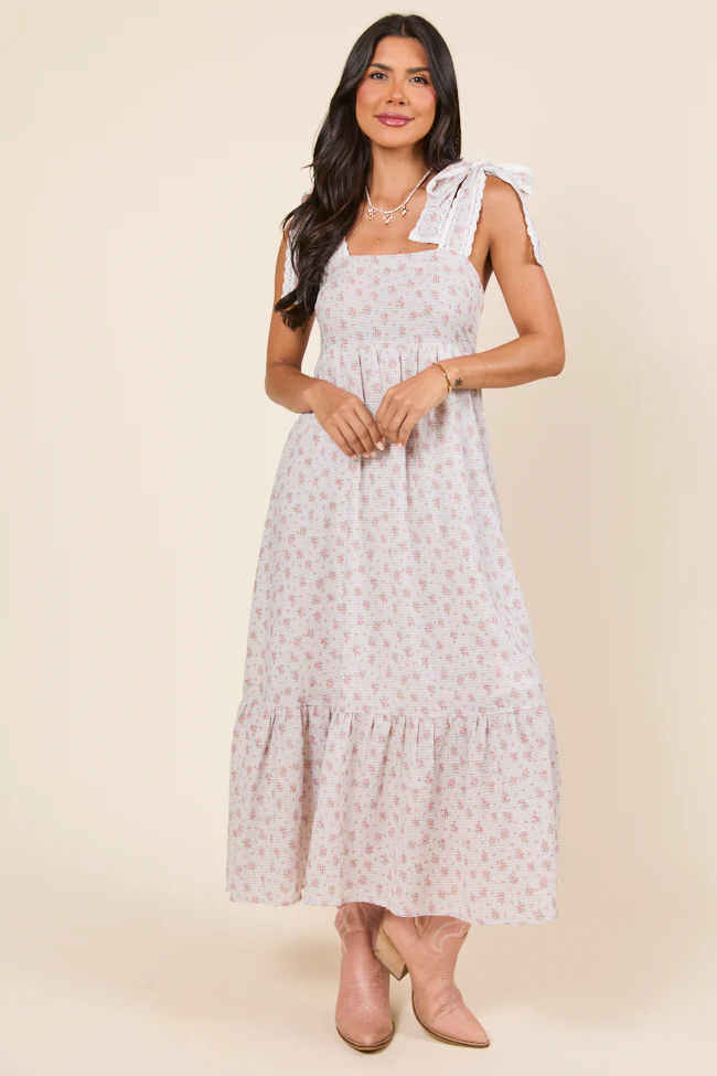 Joann Gingham Floral Maxi Dress - Aiturbor