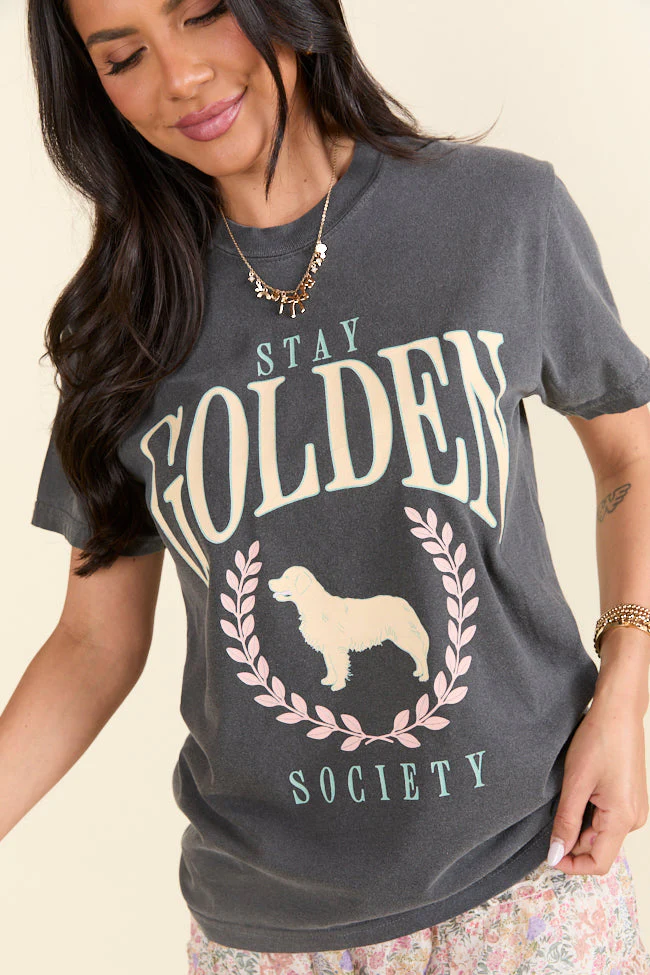 Stay Golden Society Dark Grey Graphic Tee - Aiturbor