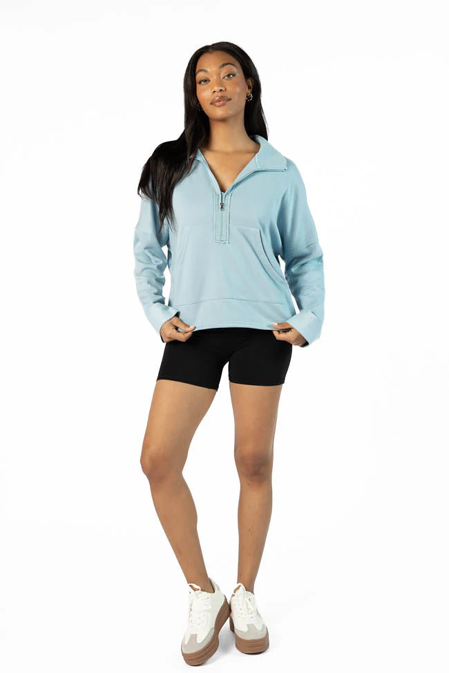 Free Throw Blue Quarter Zip Sweatshirt FINAL SALE - Aiturbor