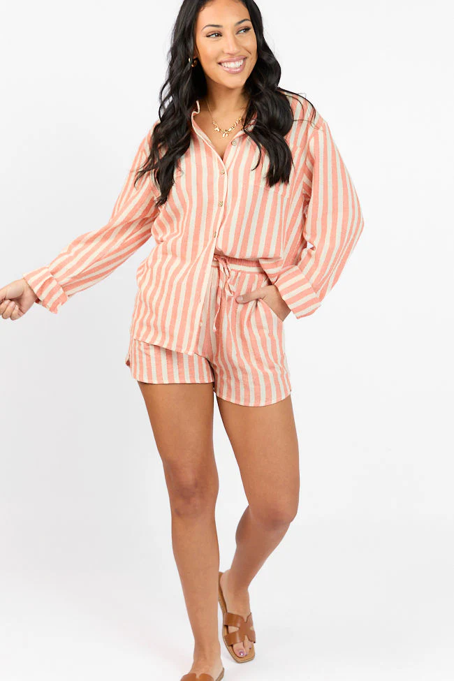 With The Tide Coral Striped Pull On Shorts FINAL SALE - Aiturbor