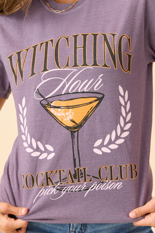Witching Hour Cocktail Club Purple Graphic Tee - Aiturbor