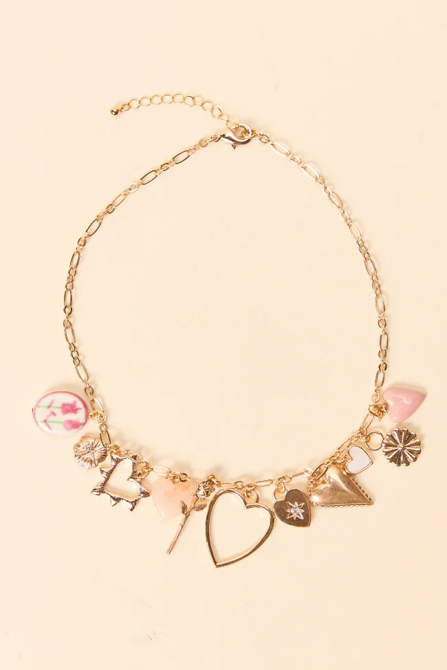 Hannah Gold Heart Charm Necklace - Aiturbor