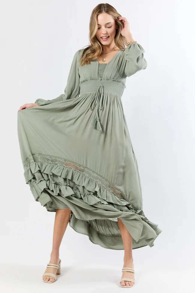 Lucky To Have You Sage Maxi Dress DOORBUSTER - Aiturbor