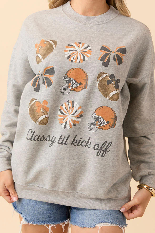 Football Icon Burnt Orange Light Grey Graphic Sweatshirt - Aiturbor
