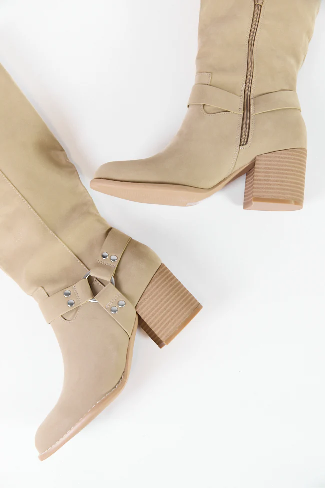 Hendrix Taupe Moto Tall Boots FINAL SALE - Aiturbor