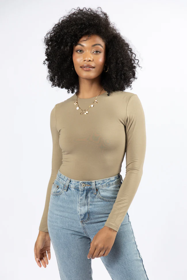 Lucky Me Olive Crew Neck Bodysuit FINAL SALE - Aiturbor