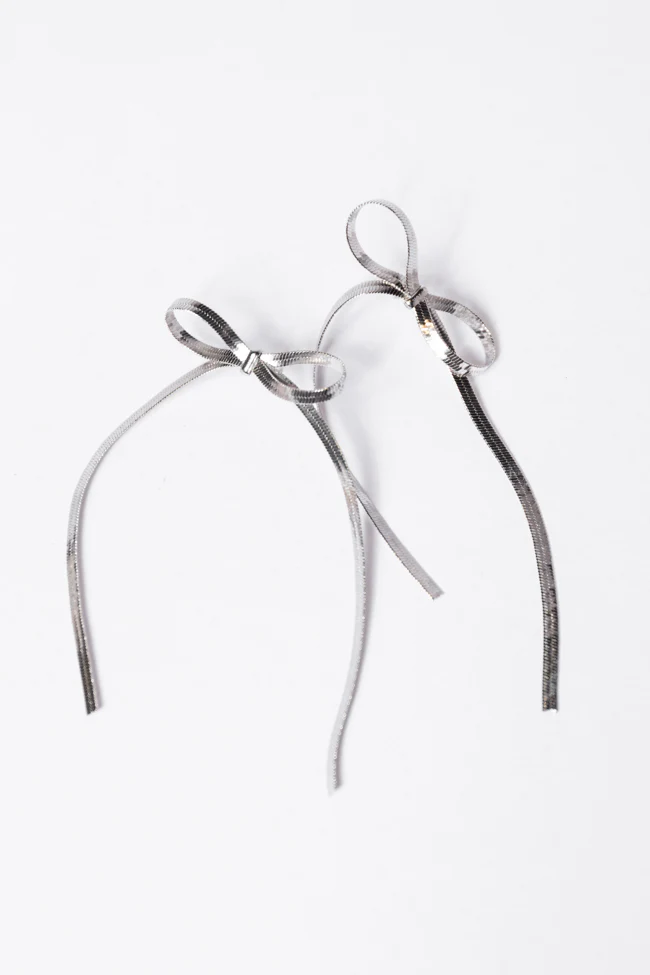 Snake Chain Silver Bow Earrings SALE - Aiturbor