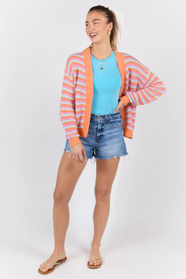 You're My Muse Pink, Orange, and Mint Multi Stripe Cardigan FINAL SALE - Aiturbor