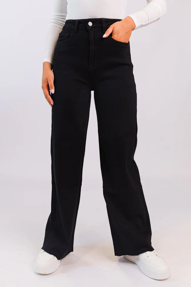 Kelsea Black Wash Wide Leg Jeans - Aiturbor