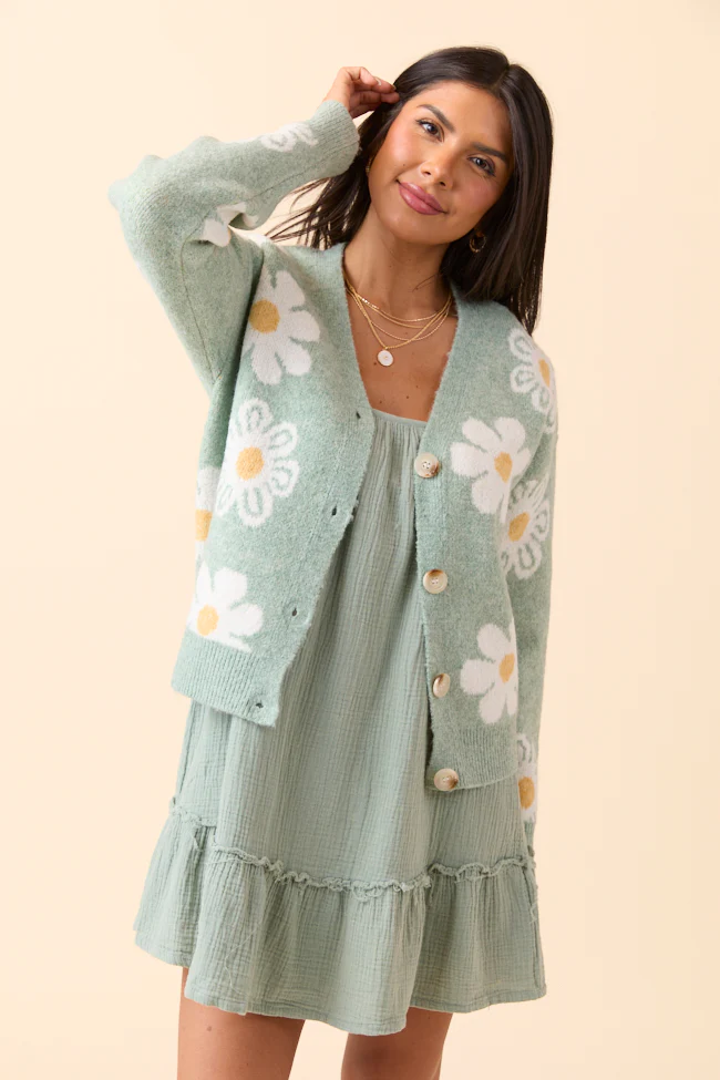 Glenda Green Multi Floral Cardigan - Aiturbor