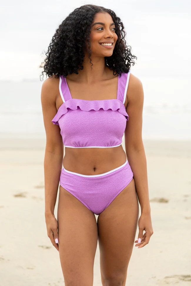 Let's Sea What Happens Purple Ruffle Detail Bikini Bottom FINAL SALE - Aiturbor
