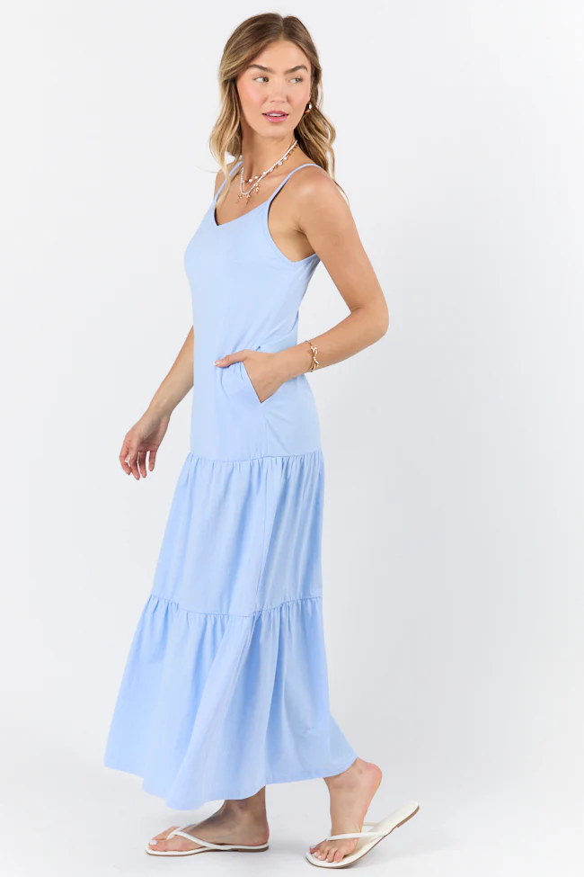 Sweet Melodies Blue Ribbed Knit Maxi Dress FINAL SALE - Aiturbor
