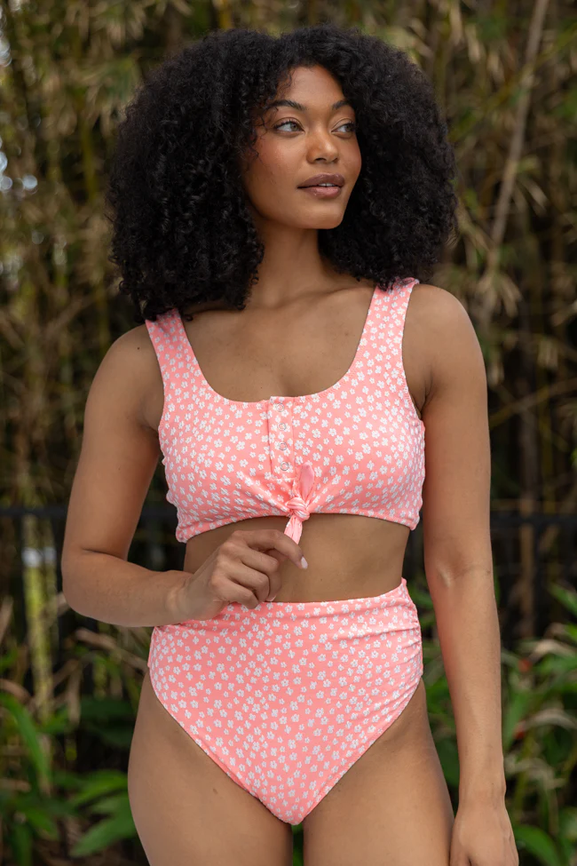Botanical Bay Coral Floral Bikini Top FINAL SALE - Aiturbor