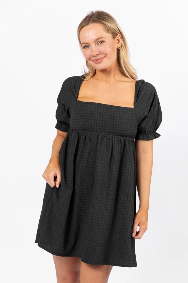 All My Days Black Square Neck Printed Mini Dress FINAL SALE - Aiturbor