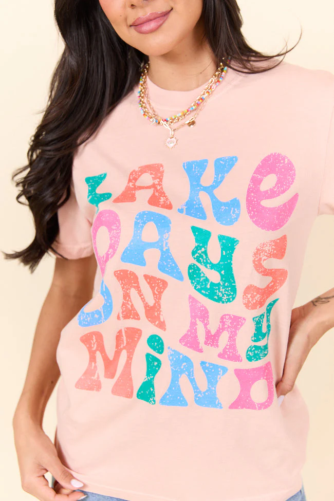 Lake Days On My Mind Orange Graphic Tee - Aiturbor