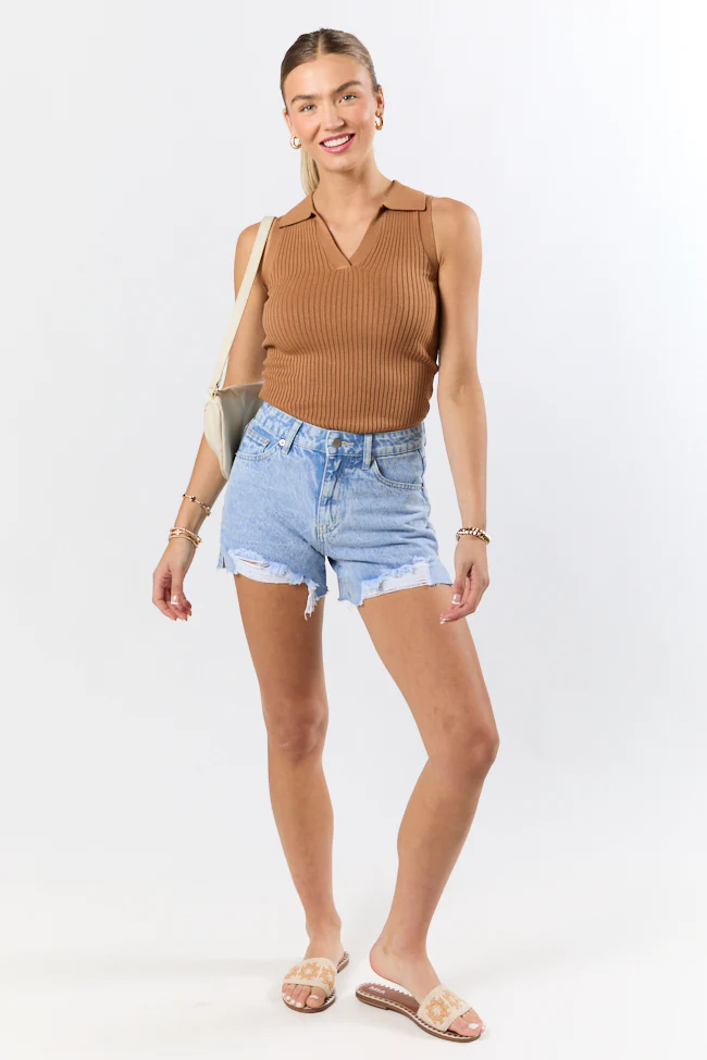 Nights Abroad Light Wash Distressed Denim Shorts DOORBUSTER - Aiturbor