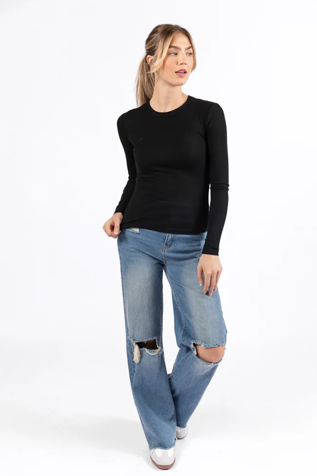 Make Your Choice Black Ribbed Long Sleeve Tee FINAL SALE - Aiturbor