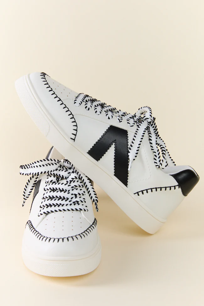 Itzia Black and White Stitched Sneakers - Aiturbor