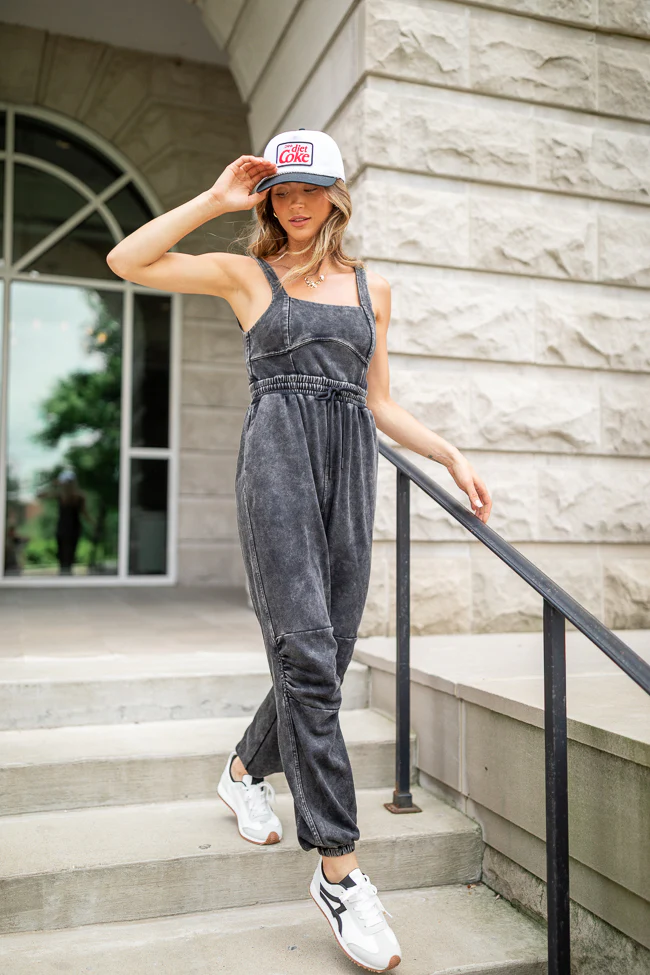 Tayler Acid Wash Black Jumpsuit - Aiturbor
