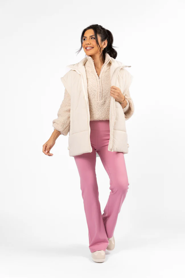 Get Moving Pink Flare Knit Leggings FINAL SALE - Aiturbor