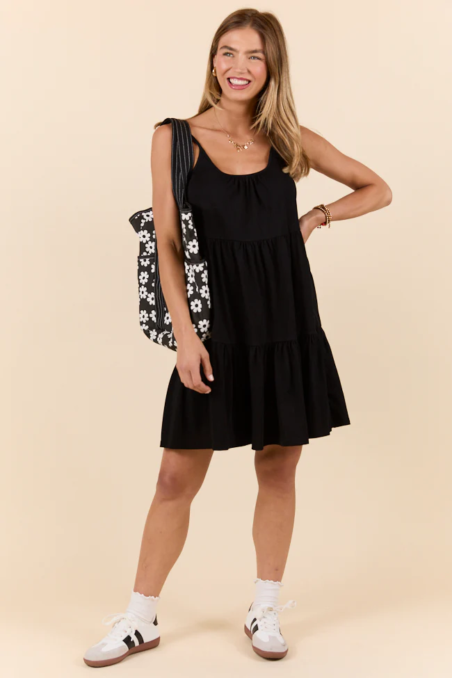 Dockside Drinks Black Mini Tiered Knit Dress SALE - Aiturbor