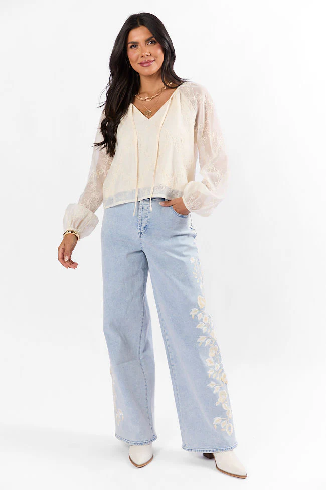 Face The Music Cream Embroidered Blouse FINAL SALE - Aiturbor