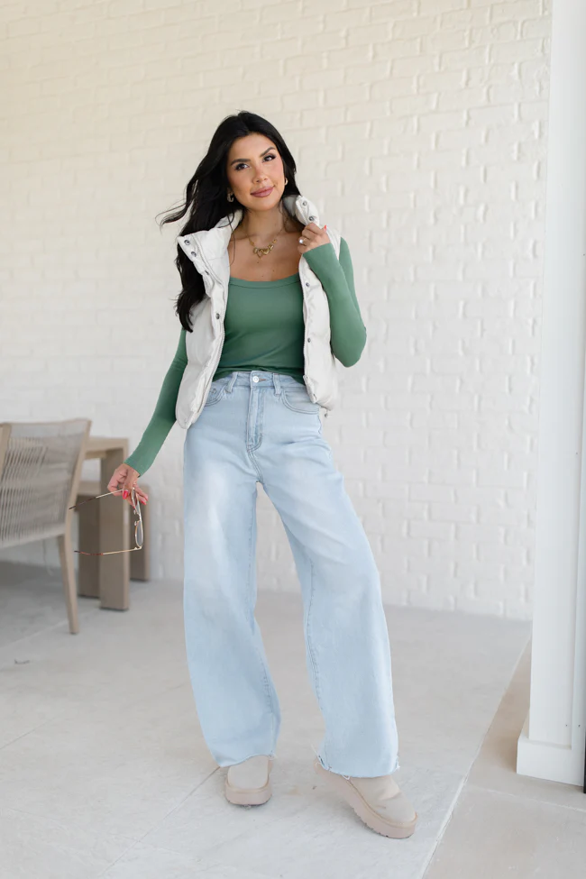 Make Your Choice Olive Ribbed Scoop Neck Long Sleeve Tee FINAL SALE - Aiturbor