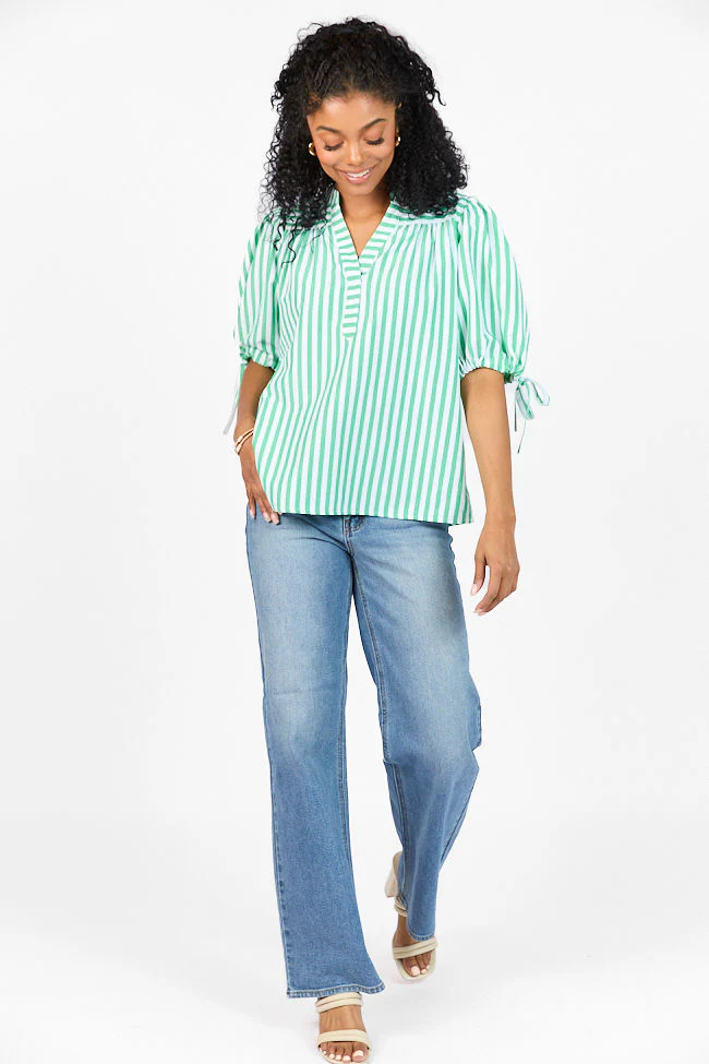 Look What We Started Green Striped Poplin Blouse FINAL SALE - Aiturbor