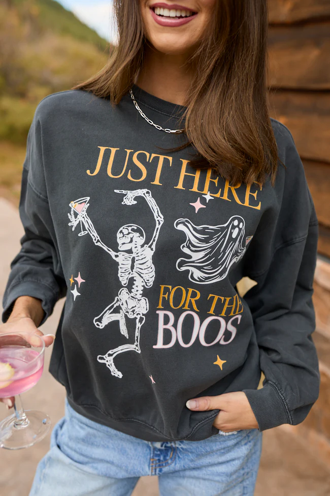 Just Here For The Boos Black Graphic Sweatshirt - Aiturbor