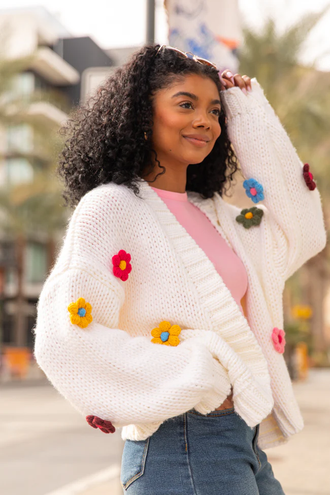 The Way I Feel Ivory Multi Flower Embroidered Cardigan FINAL SALE - Aiturbor