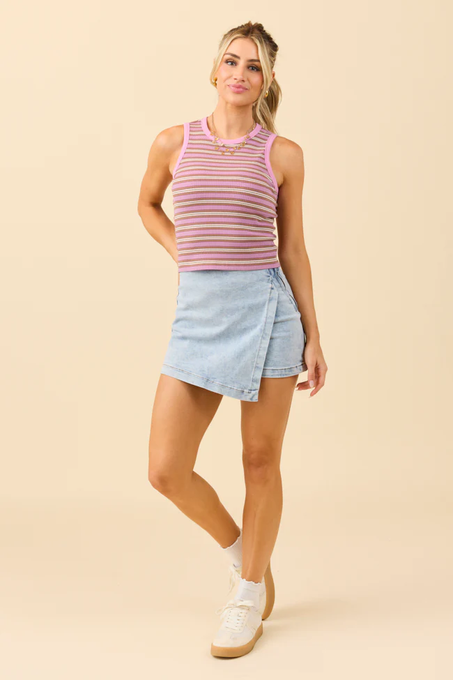Alicia Purple and Brown Stripe Tank DOORBUSTER - Aiturbor