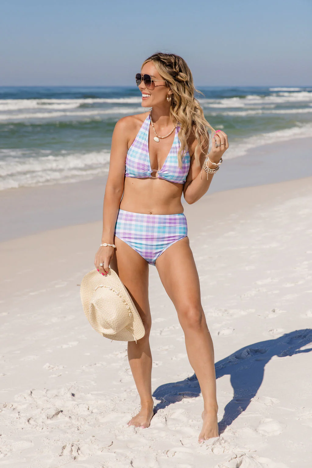 Tidal Treasure In Tori Plaid Ring Detail Bikini Top FINAL SALE - Aiturbor