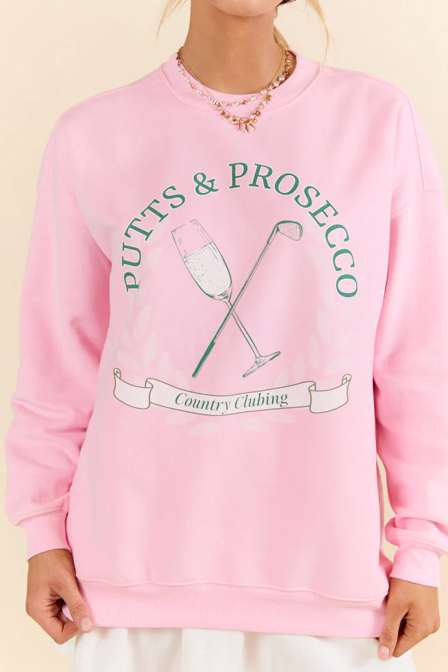 Putts & Prosecco Light Pink Graphic Sweatshirt - Aiturbor