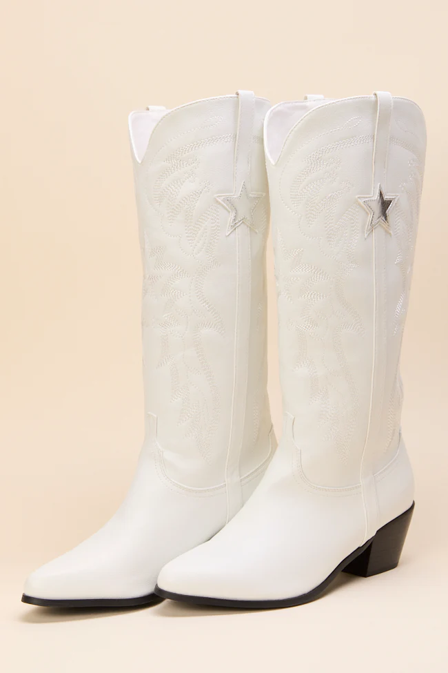 Vicki White Star Western Boots - Aiturbor