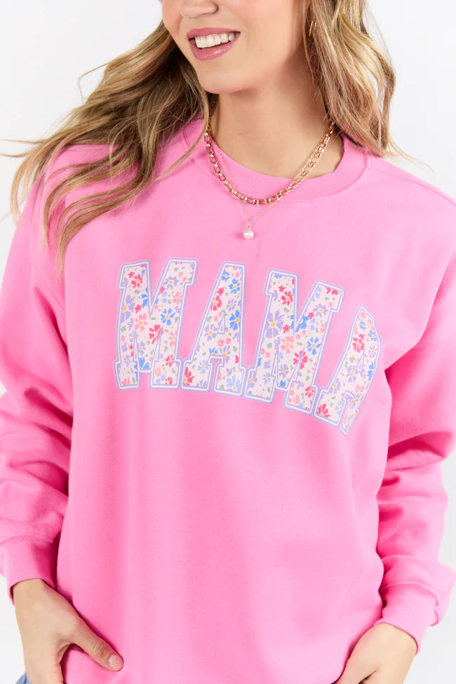 Mama Floral Pink Graphic Sweatshirt - Aiturbor