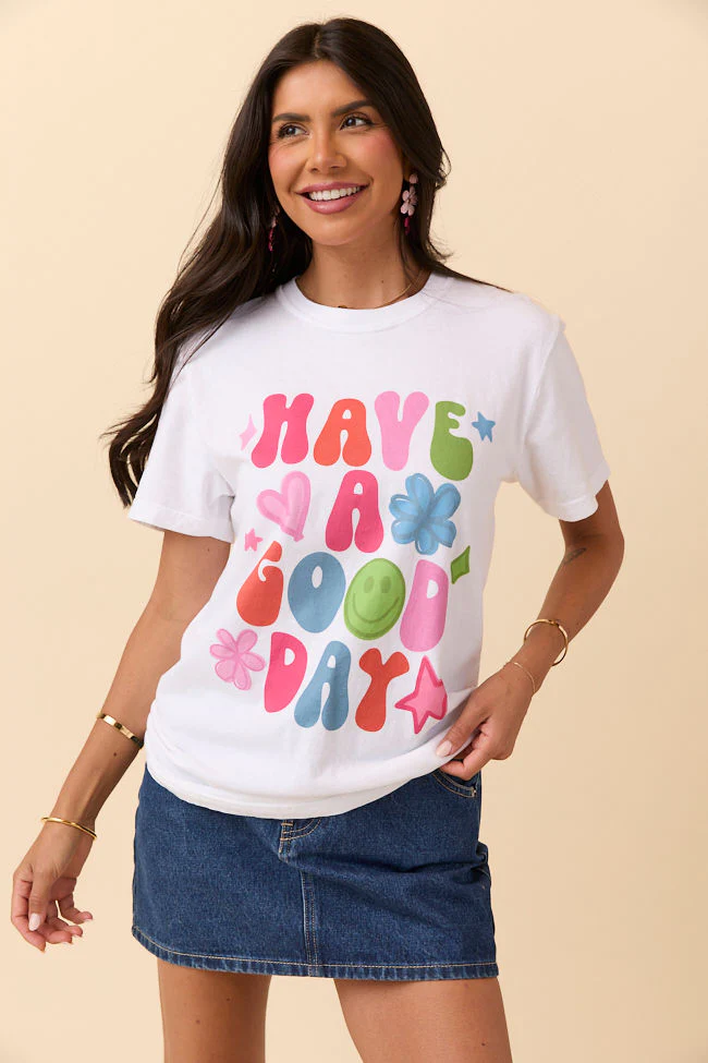 Have A Good Day White Graphic Tee DOORBUSTER - Aiturbor