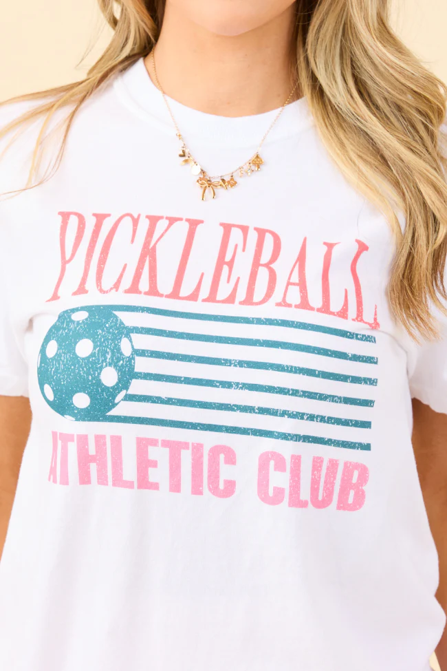 Pickleball Athletic Club White Graphic Tee - Aiturbor