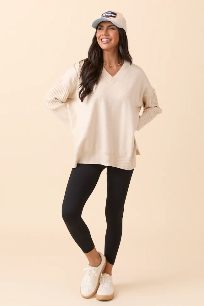 Mariah Ivory Relaxed Long Sleeve Pullover Tunic DOORBUSTER - Aiturbor