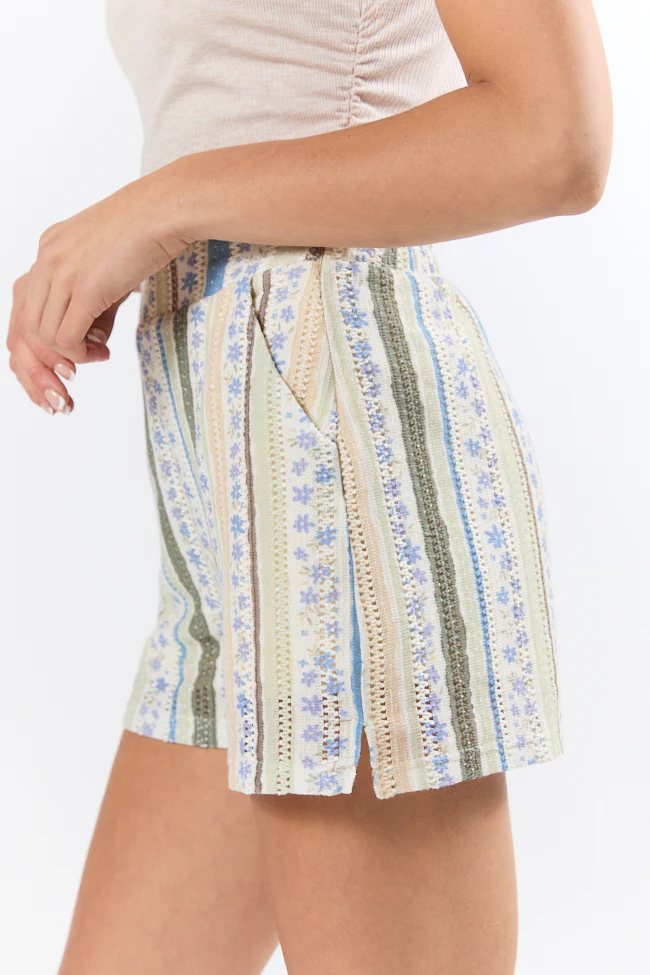 Lovely Lagoons Blue and Green Knit Crochet Shorts DOORBUSTER - Aiturbor