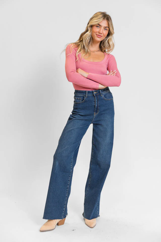 Kelsea Dark Wash Wide Leg Tall Jeans FINAL SALE - Aiturbor