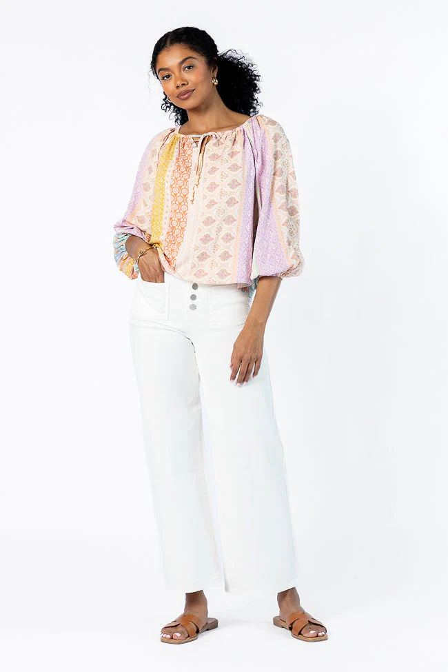 Come Along Multi Floral Patch Print Woven Pop Over Blouse FINAL SALE - Aiturbor