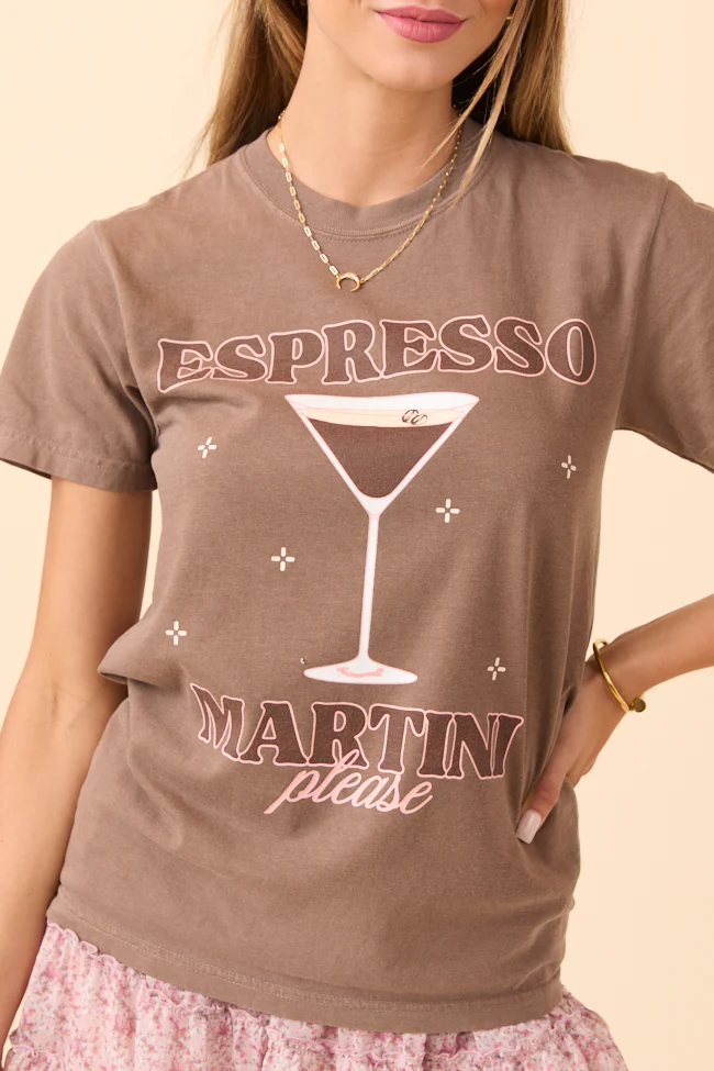 Espresso Martini Please Brown Graphic Tee - Aiturbor