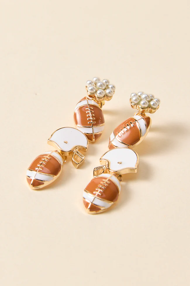 Prescott Brown Football Linear Earrings - Aiturbor