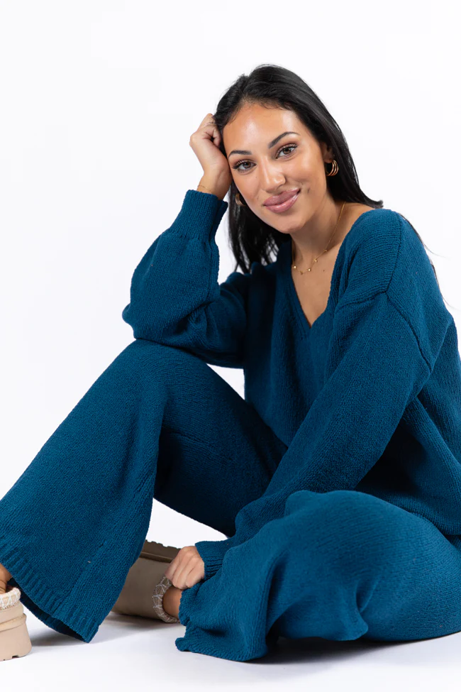 Cozy For Keeps Navy V-Neck Sweater FINAL SALE - Aiturbor