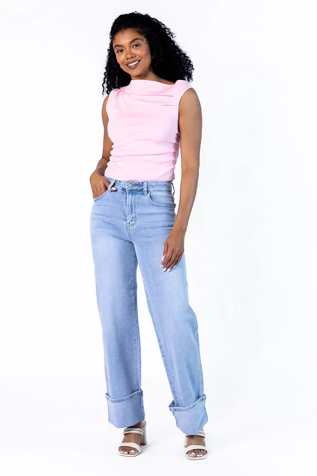It's My Perspective Pink Off The Shoulder Ruched Sweater Top FINAL SALE - Aiturbor
