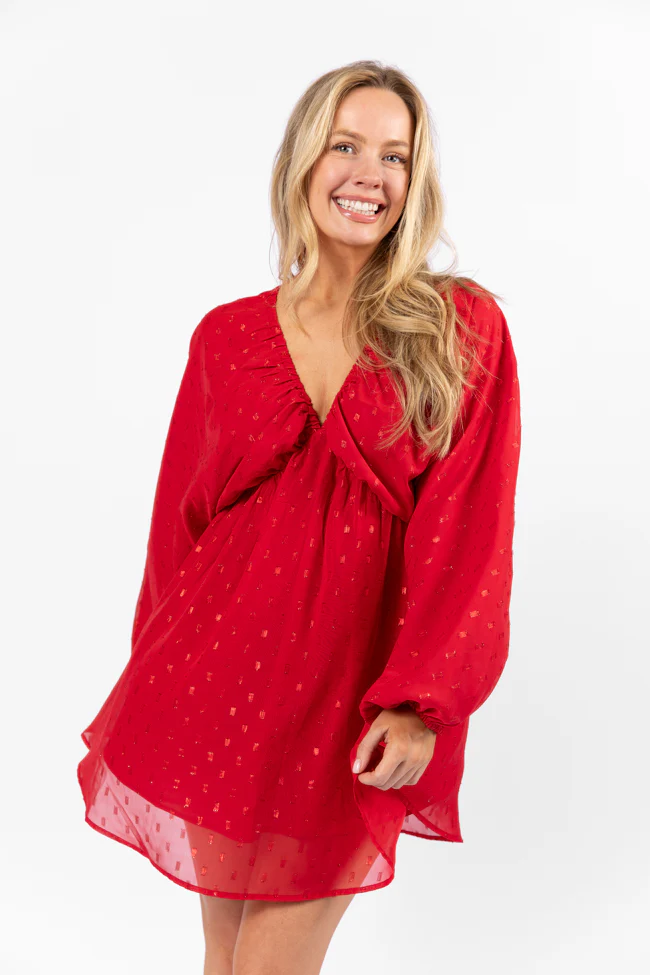 Warmest Wishes Shimmer Detail Babydoll Dress FINAL SALE - Aiturbor