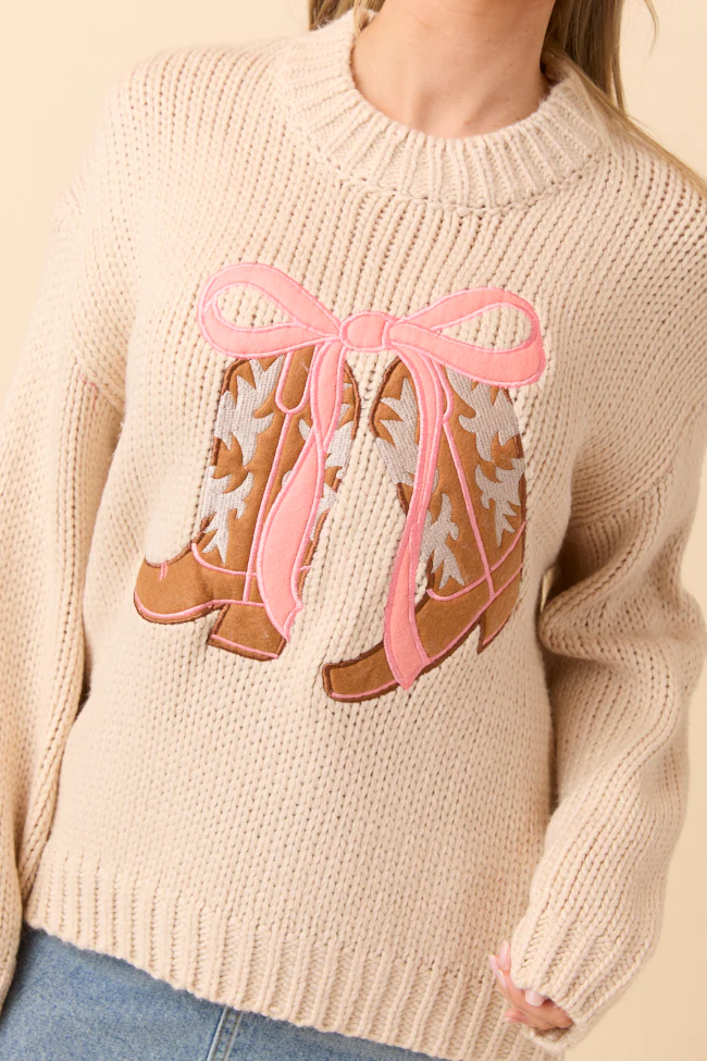 Lucille Boots and Bow Pullover Sweater - Aiturbor