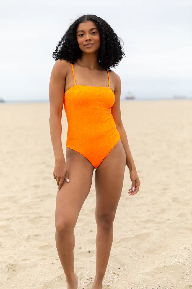 Coral Reef Orange Textured One Piece Swimsuit FINAL SALE - Aiturbor
