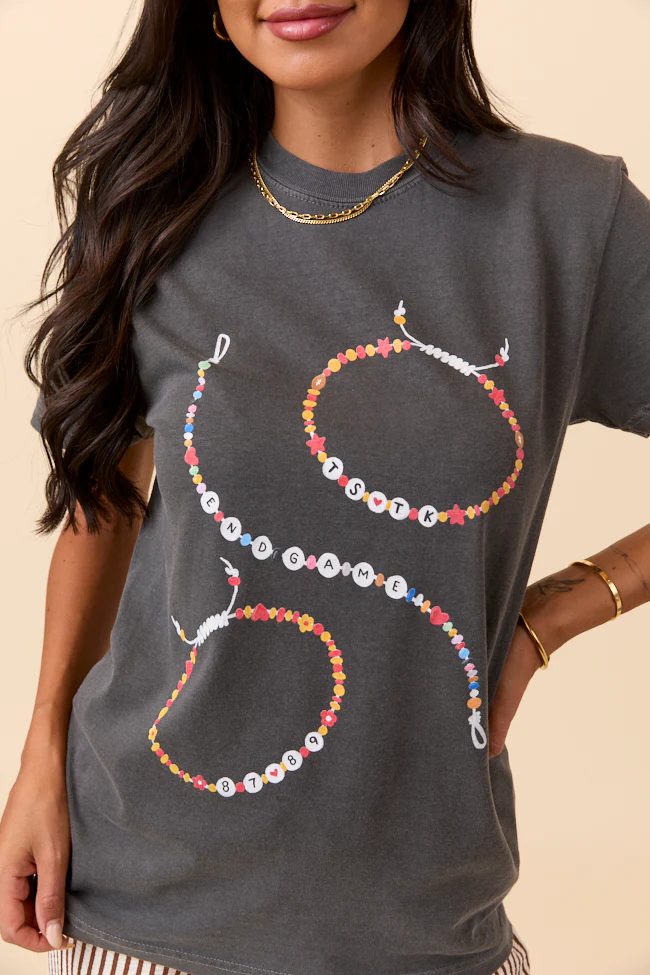 Friendship Bracelets Dark Grey Graphic Tee - Aiturbor